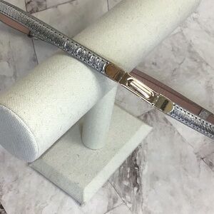 Silver metallic skinny adjustable belt